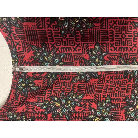 LuLaRoe Dress Women's Large Burgundy Red Floral Zip Back - Picture 7 of 10